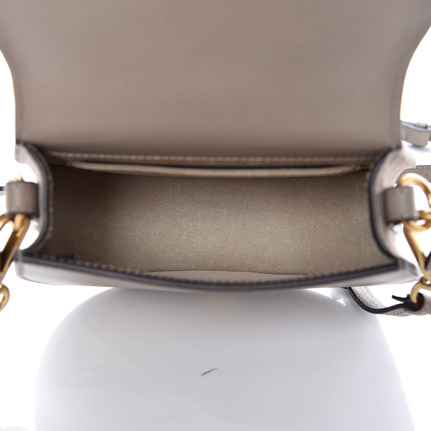 Calfskin Suede Small Nile Bracelet Bag Motty Grey
