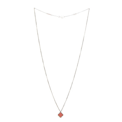 Van Cleef & Arpels 18K Rose Gold Carnelian Sweet Alhambra Pendant Necklace 4 of 8
