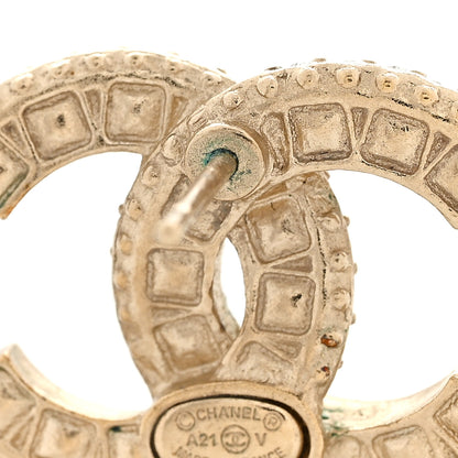 Chanel Crystal Timeless CC Earrings Light Gold 5 of 6