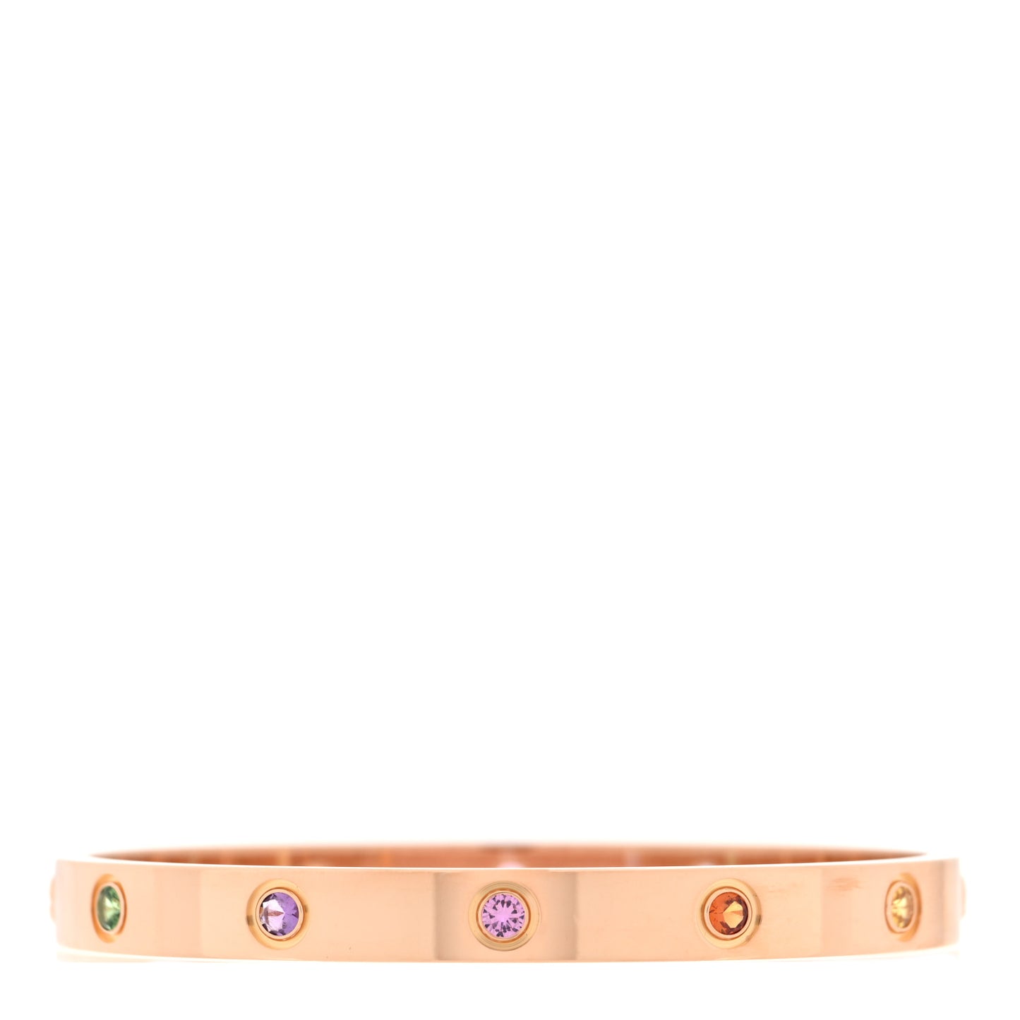 18K Pink Gold Sapphire Garnet Amethyst LOVE Bracelet 17