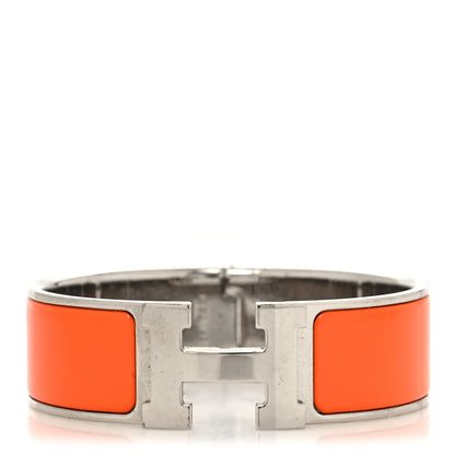 Hermes Enamel Wide Clic Clac H Bracelet GM Orange 1 of 5
