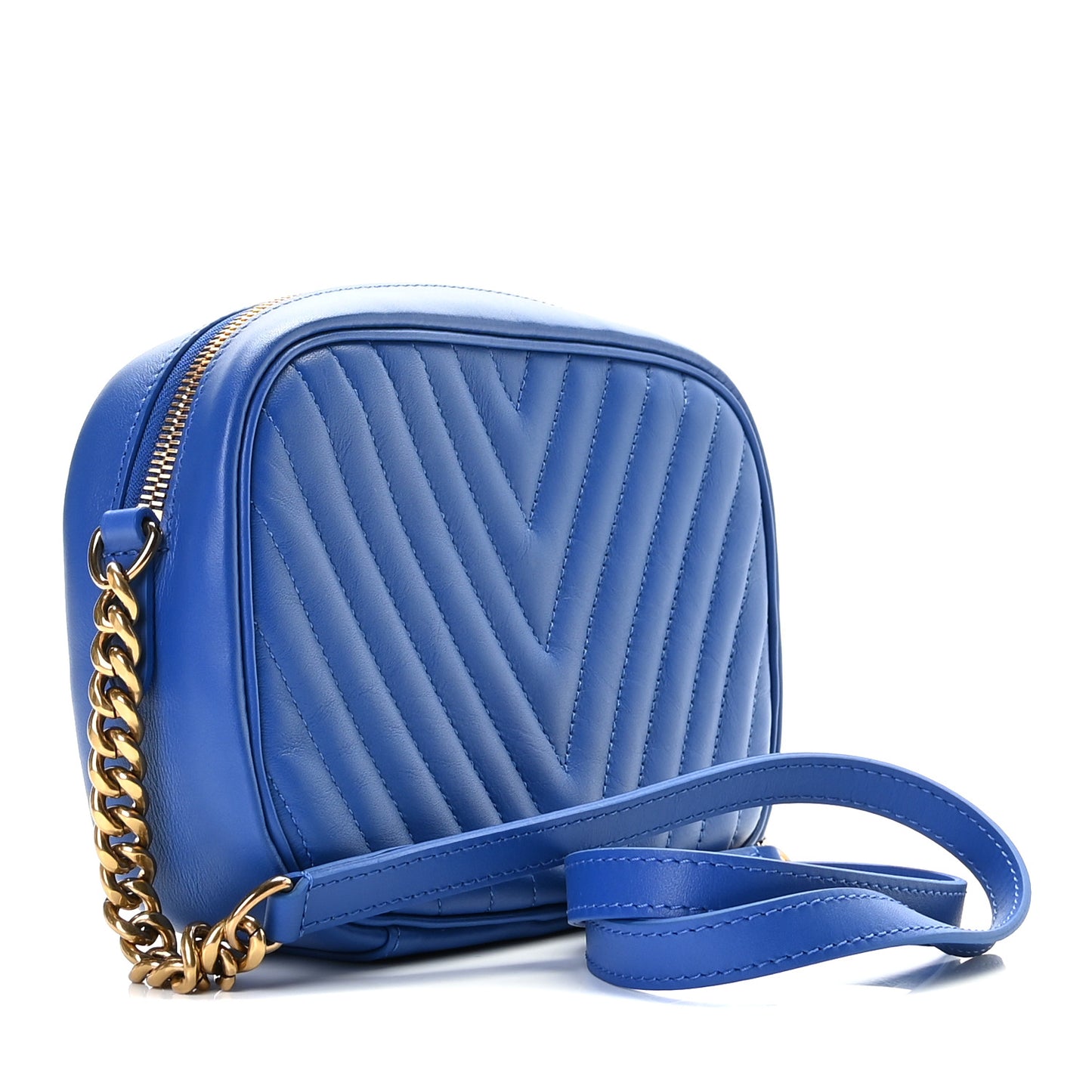 Calfskin New Wave Camera Bag Bleu Neon