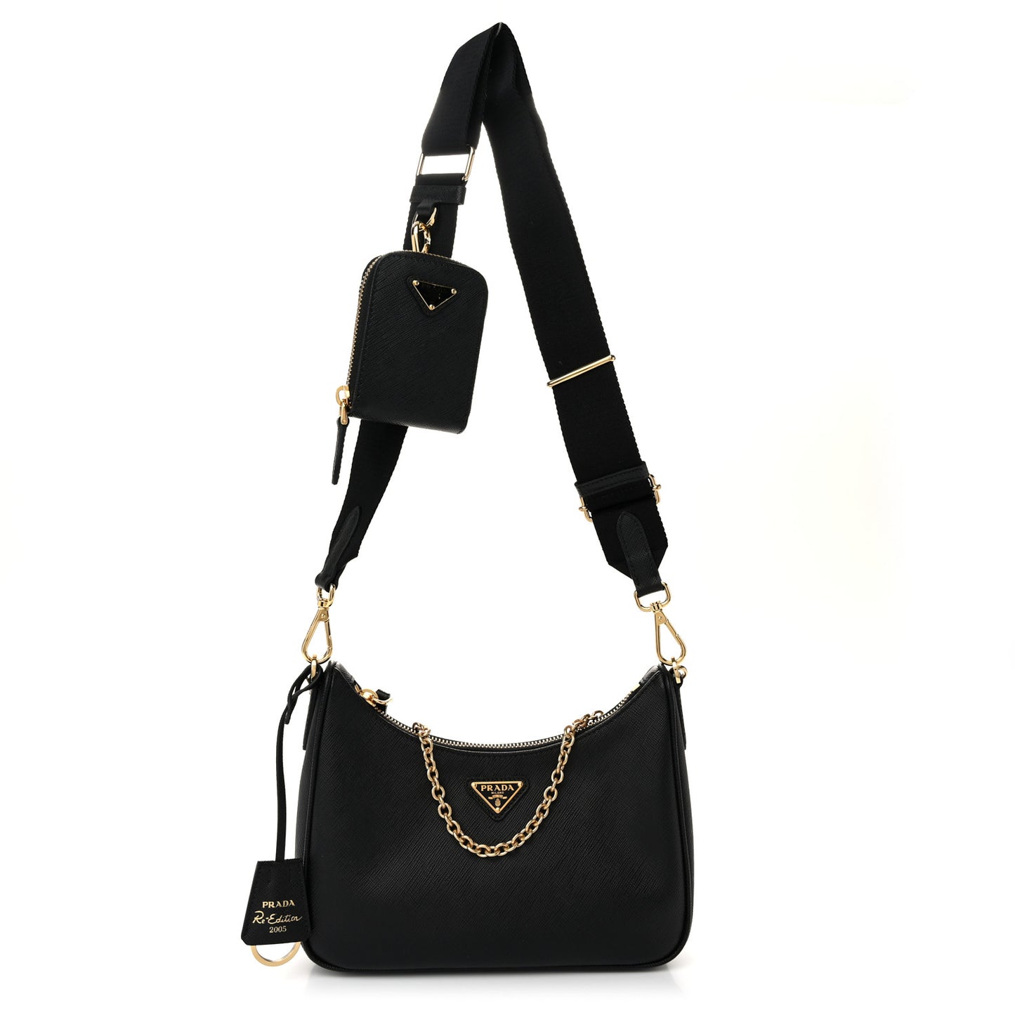 Saffiano Lux Re-Edition 2005 Shoulder Bag Black