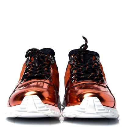 Louis Vuitton Metallic Patent Suede Run Away Sneakers 10 Orange 2 of 6