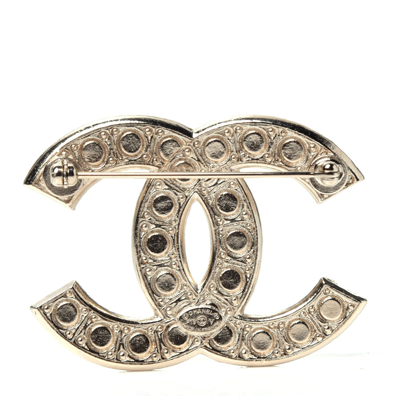 Chanel Pearl Crystal CC Brooch Gold 3 of 3