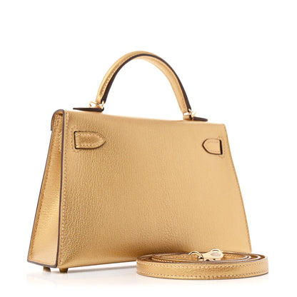 Hermes Metallic Chevre Chamkilight Mini Kelly Sellier 20 Dore 2 of 11