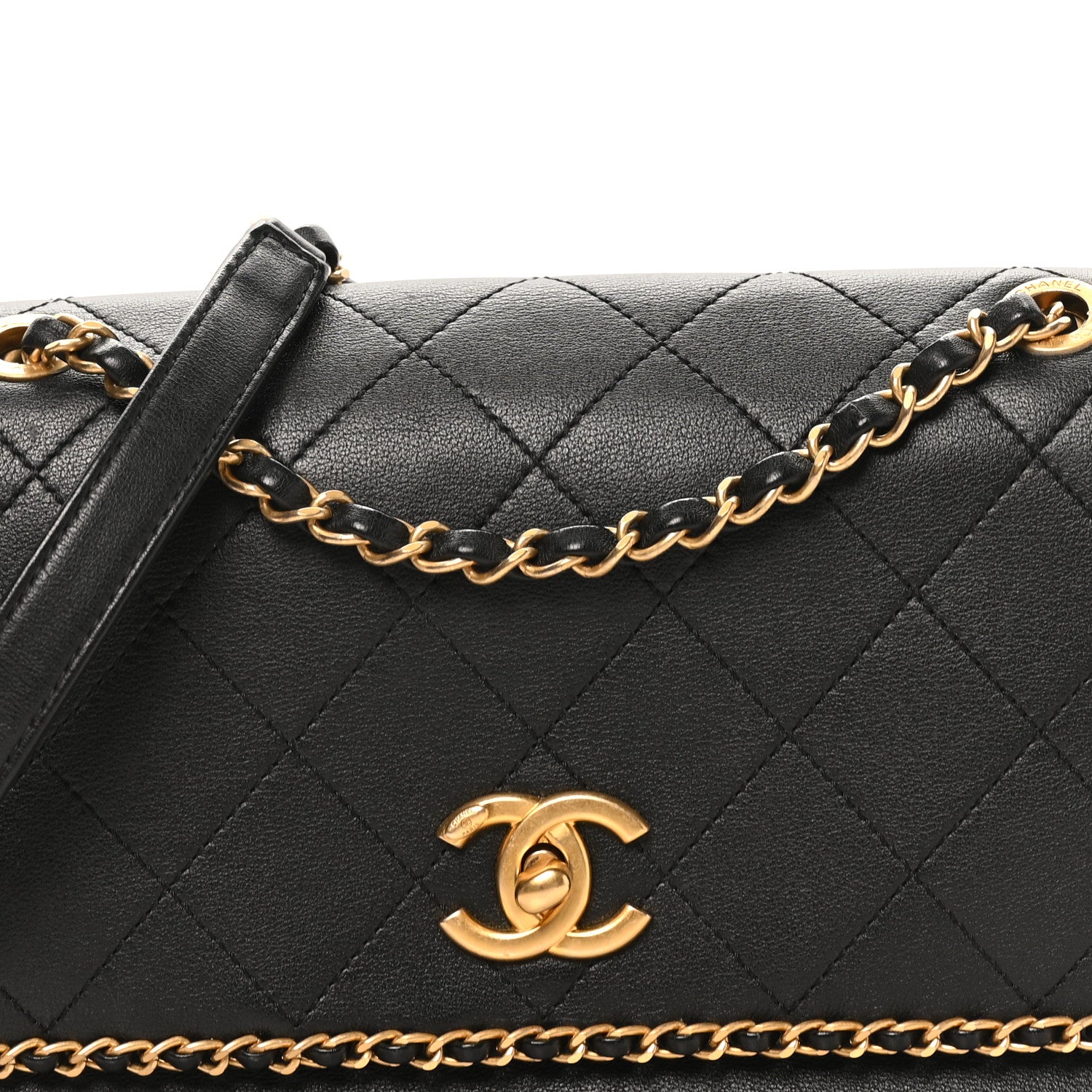 Chanel Calfskin Stitched Chain Flap Black 8 of 10