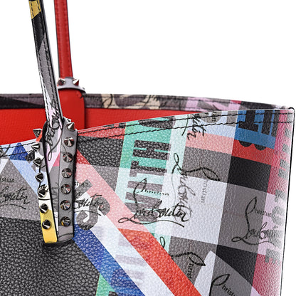 Christian Louboutin Calfskin Loubiballage Spikes East West Cabata Tote Black Multicolor 7 of 10