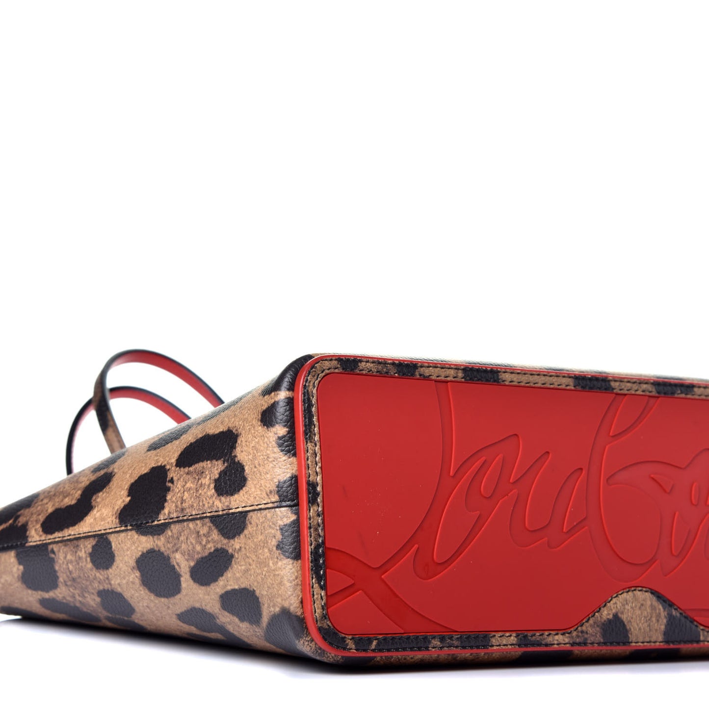 Calfskin Leopard Print Spikes East West Cabata Tote Brown