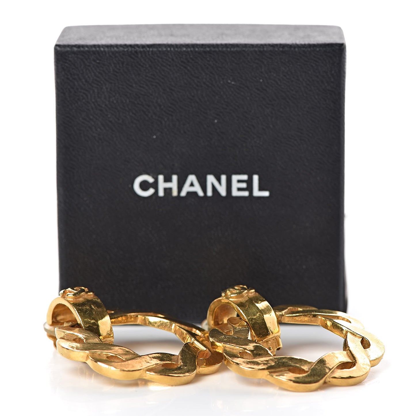CC Chain Hoop Clip On Earrings Gold