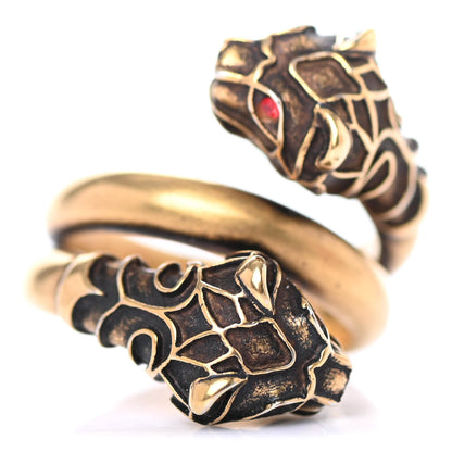 Gucci Tiger Heads Double Wrap Ring 8 Aged Gold 1 of 4