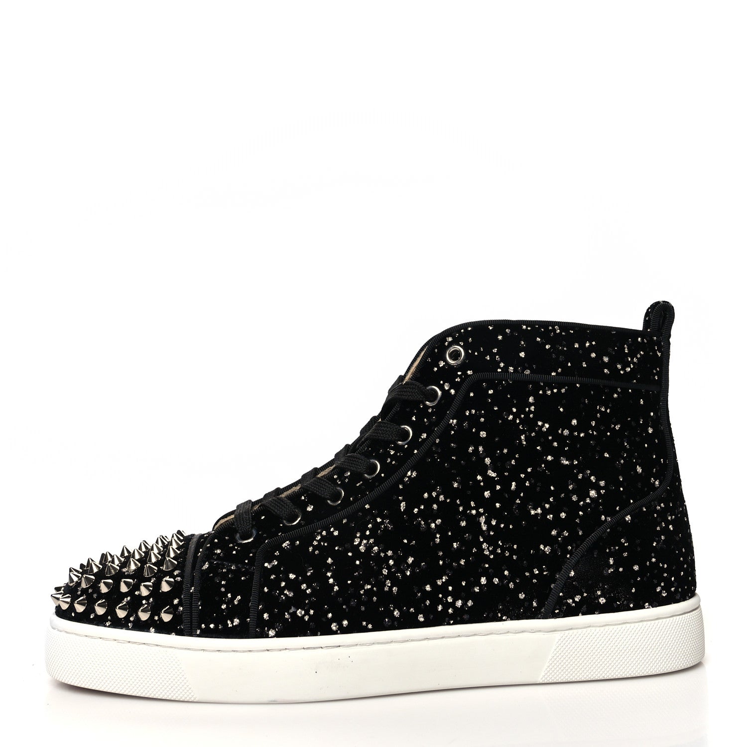 Christian Louboutin Velvet Lou Spikes Orlato Sneakers 42 Black Silver 1 of 9
