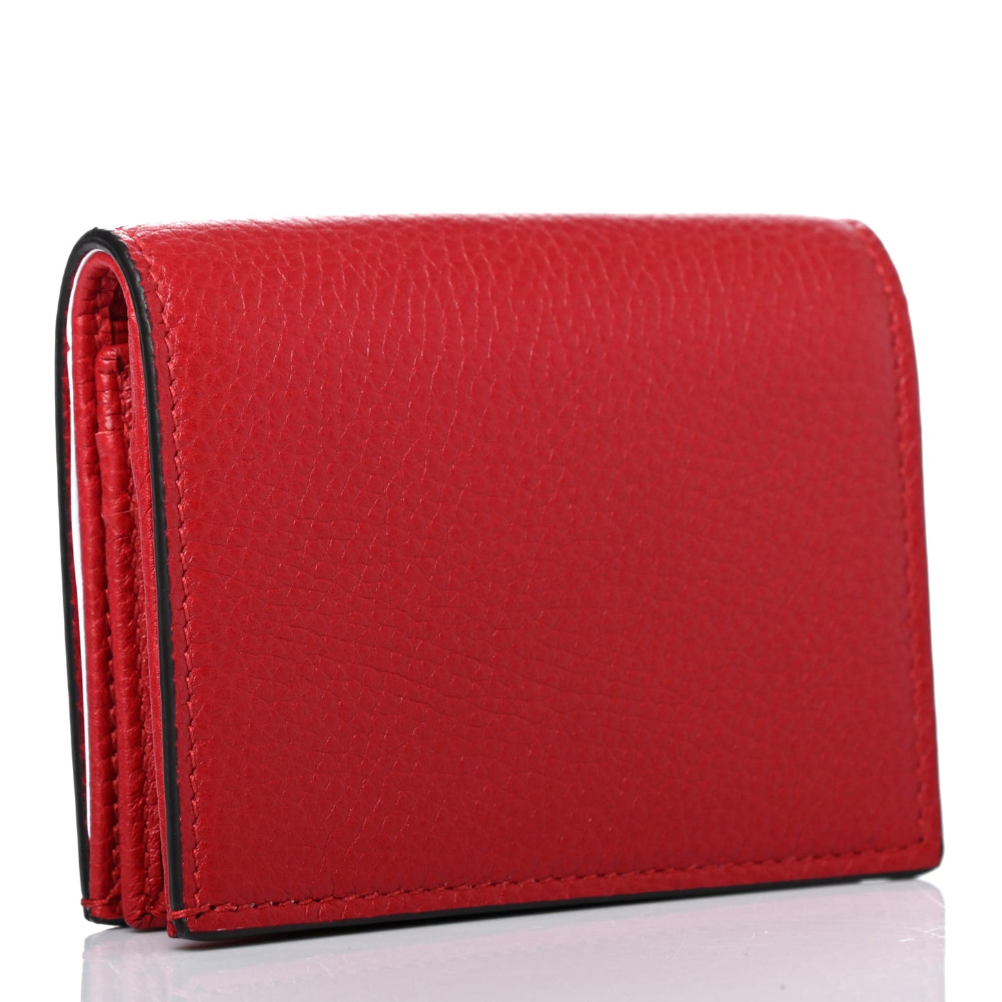 Pebbled Calfskin Animalier Card Case Red