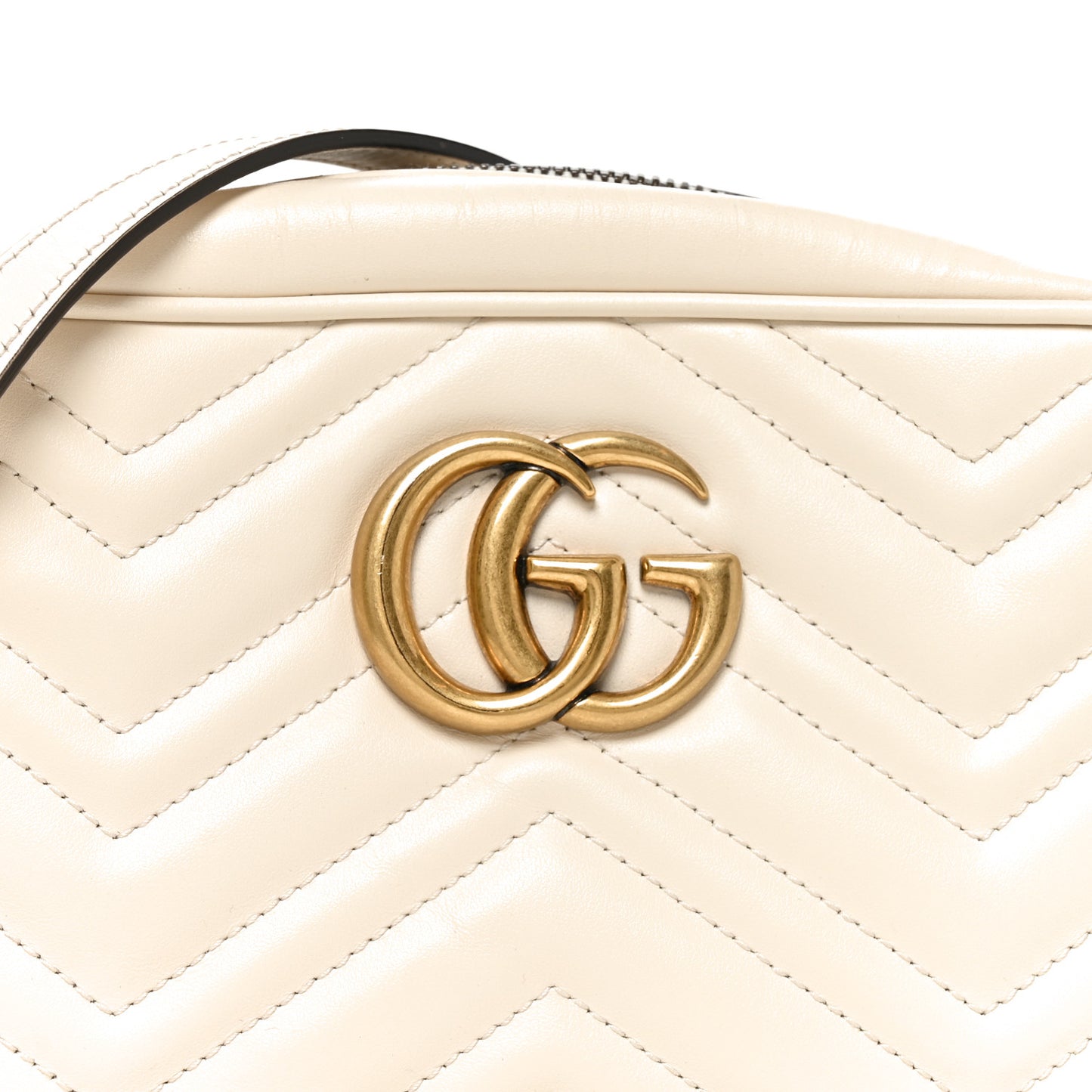 Calfskin Matelasse Small GG Marmont Chain Shoulder Bag White