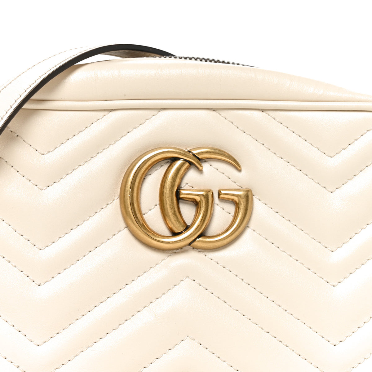 Gucci Calfskin Matelasse Small GG Marmont Chain Shoulder Bag White 7 of 10