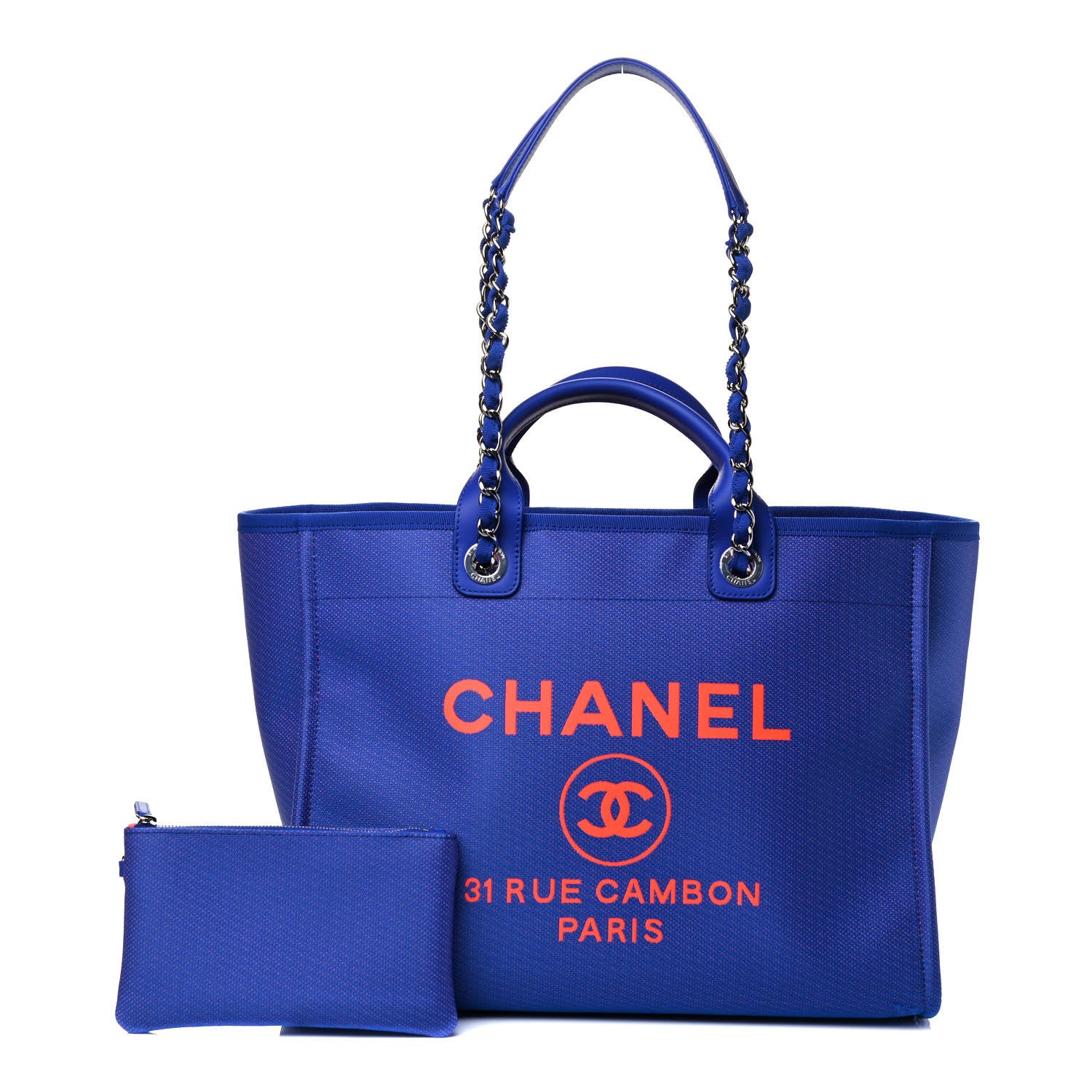 Chanel Mixed Fibers Medium Deauville Tote Blue Orange 1 of 4