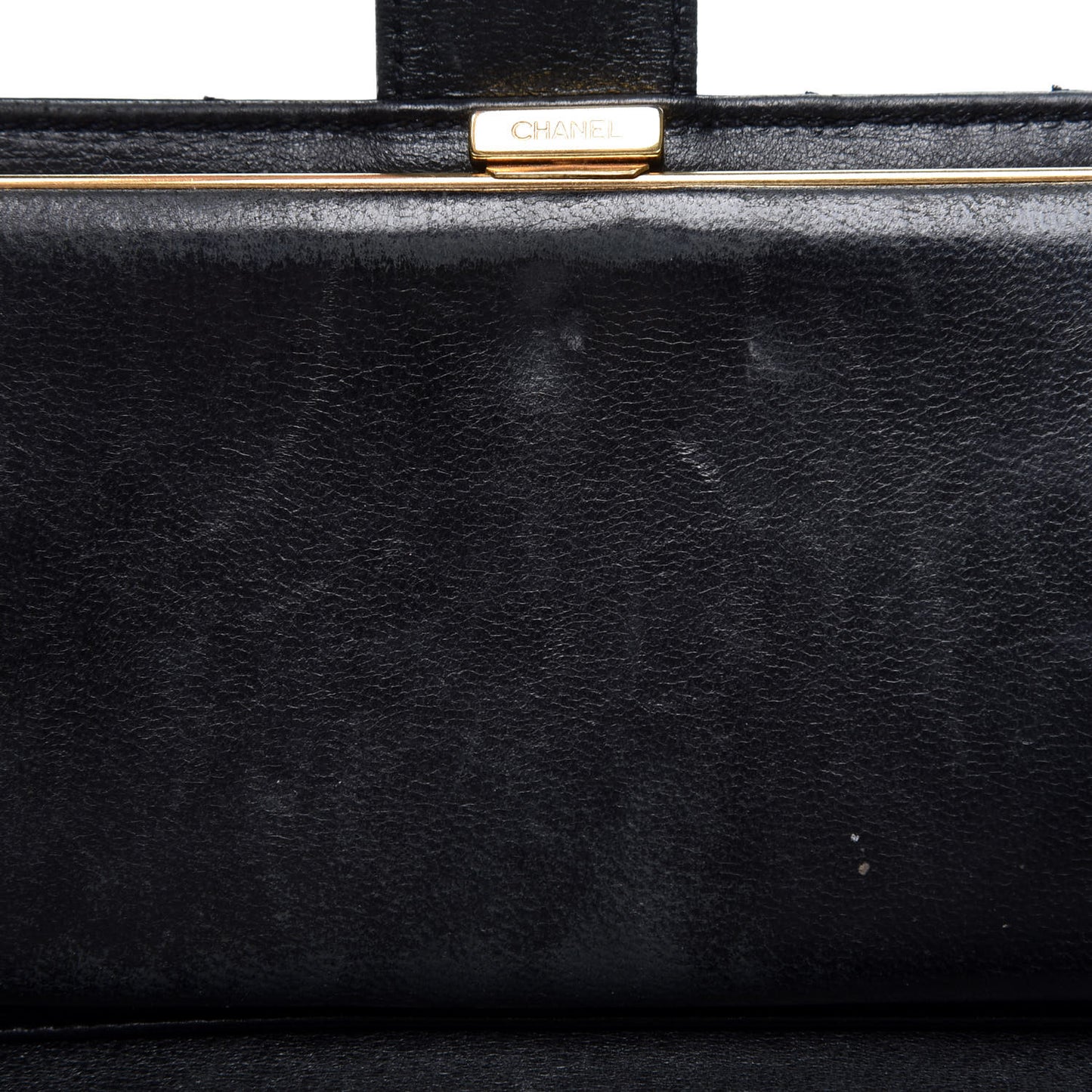 Glazed Calfskin Diamond Stitched French Wallet Black