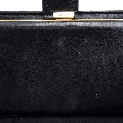 Chanel Glazed Calfskin Diamond Stitched French Wallet Black 14 of 17