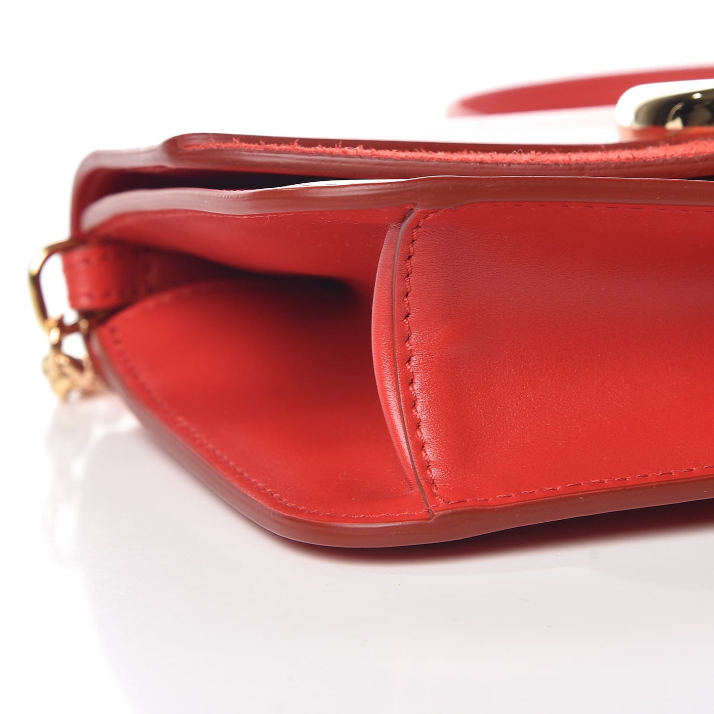 Calfskin Suede C Clutch With Chain Plaid Red