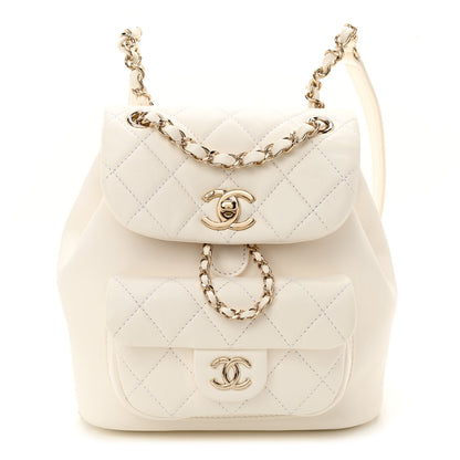 Chanel Lambskin Quilted Small Duma Drawstring Backpack White 1 of 10