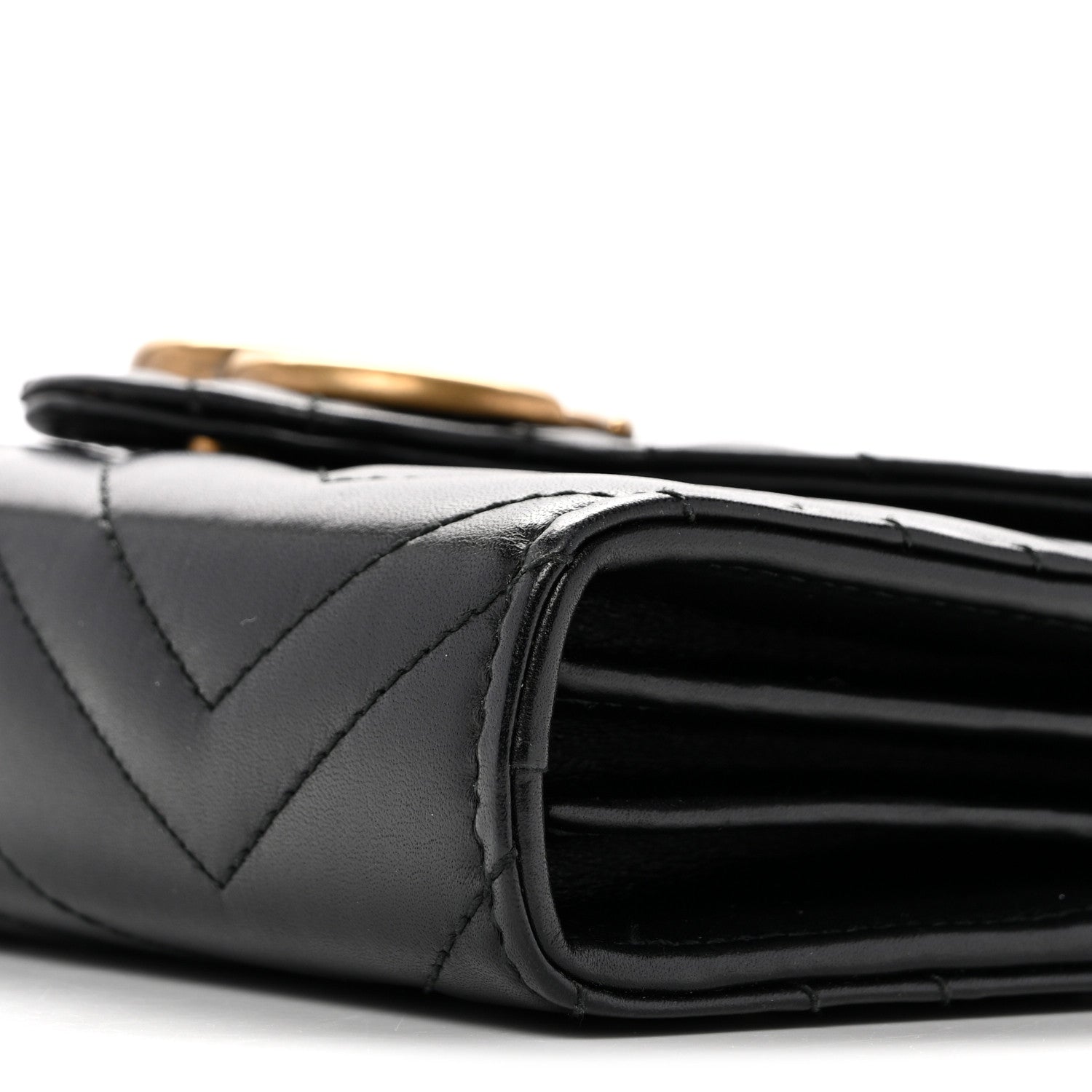 Gucci Calfskin Matelasse GG Marmont Chain Wallet Black 10 of 13