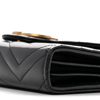 Gucci Calfskin Matelasse GG Marmont Chain Wallet Black 10 of 13