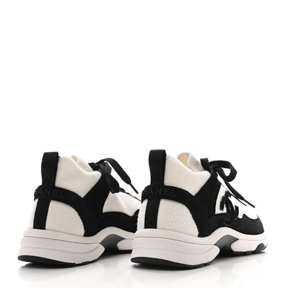 Chanel Fabric Suede Calfskin CC Sneakers 37 White Black 4 of 7