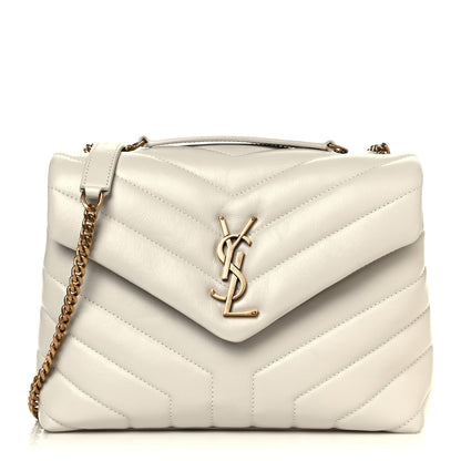 Saint Laurent Calfskin Y Quilted Monogram Small Loulou Chain Satchel Ivory 1 of 12
