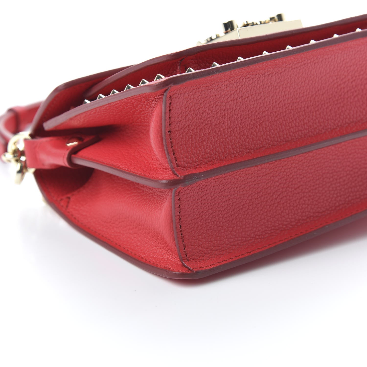 MCM Calfskin Studded Mini Patricia Crossbody Bag Chinese Red 6 of 10