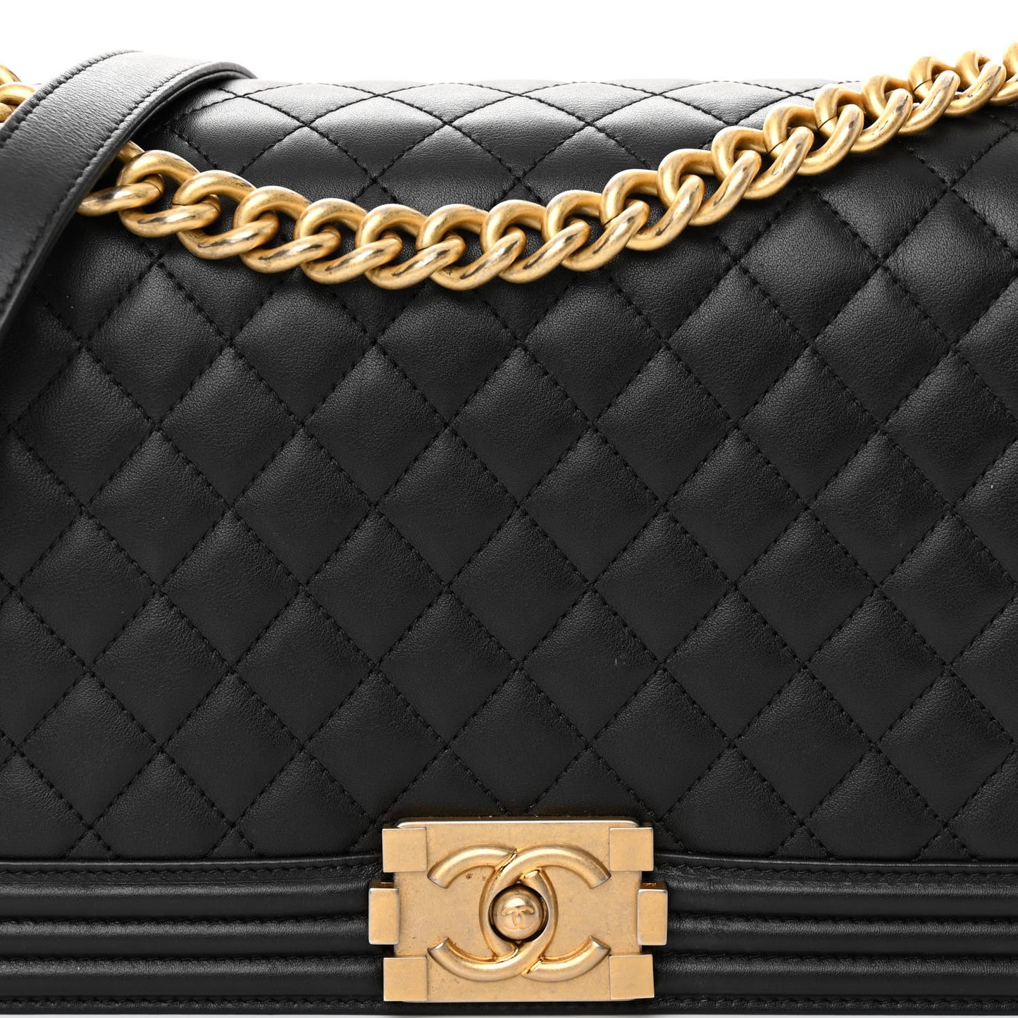 Calfskin Quilted New Medium Boy Flap Black