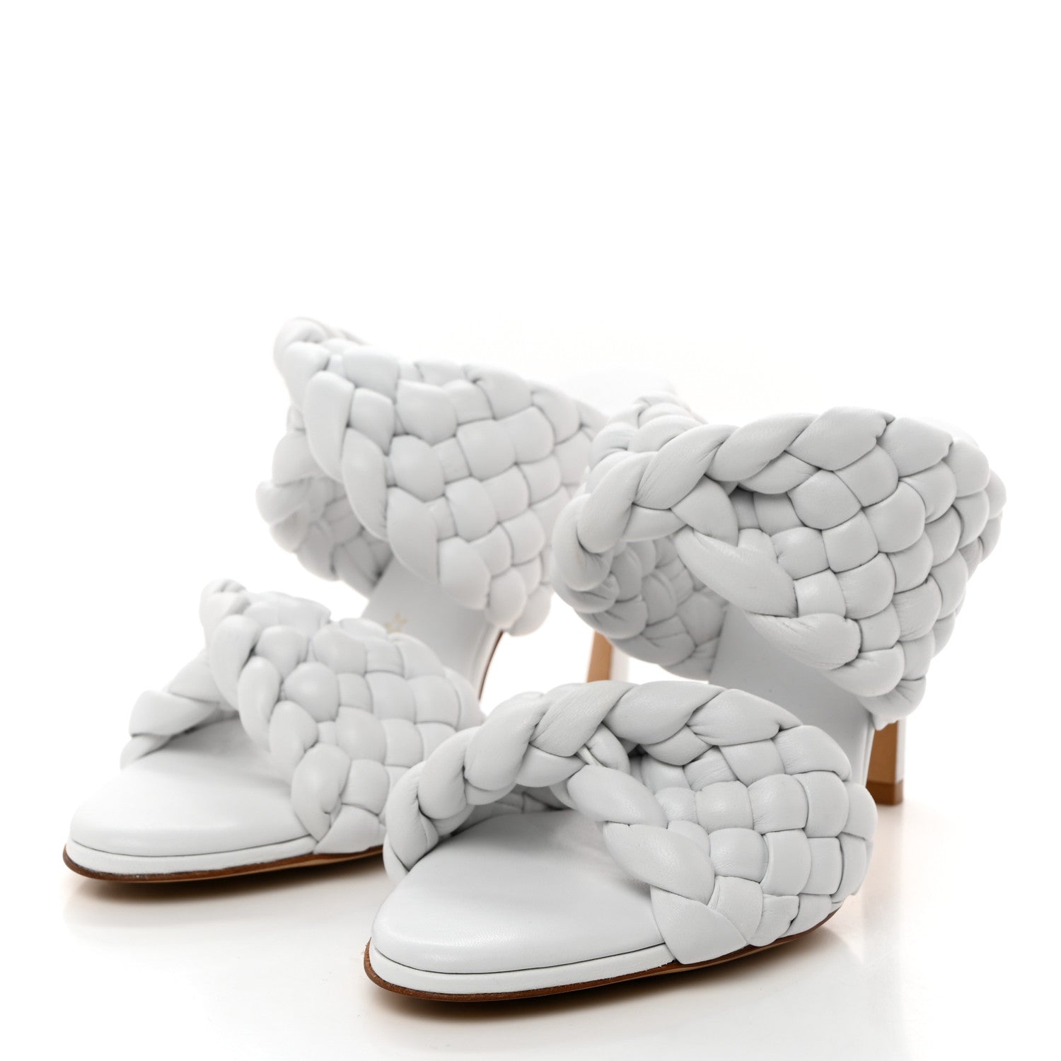 Bottega Veneta Nappa Twisted Padded Intrecciato Curve Slide Sandals 35.5 Optic White 3 of 8