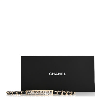 Chanel Metal Lambskin Chain Crystal Baguette Logo Belt 80 32 80 32 Gold Black 4 of 4