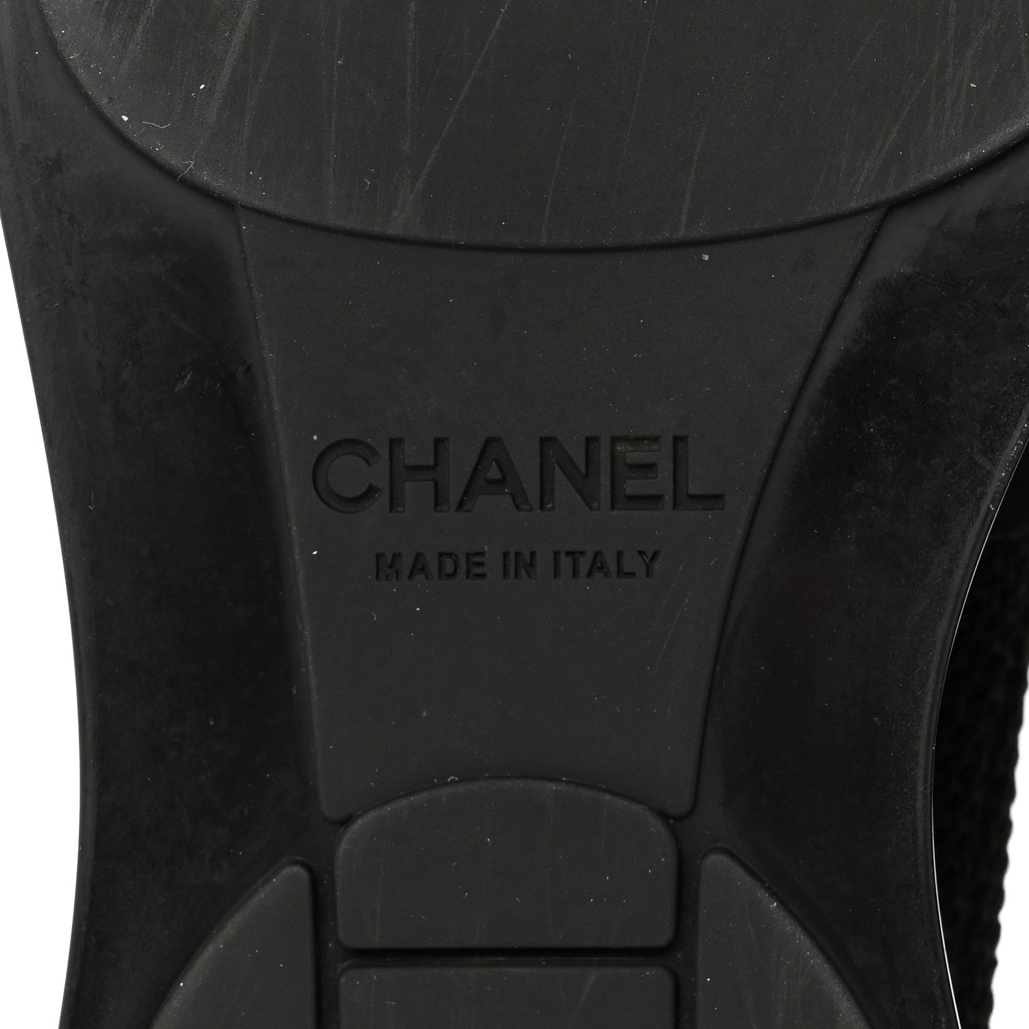 Chanel Knit Patent Calfskin Womens High Top Camellia Sneakers 39.5 Black 6 of 9