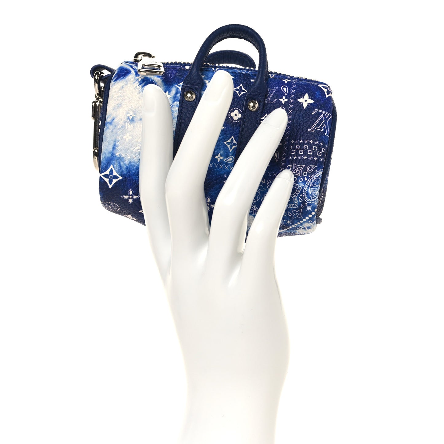 Monogram Bandana Mini Keepall Bag Charm Key Holder Blue