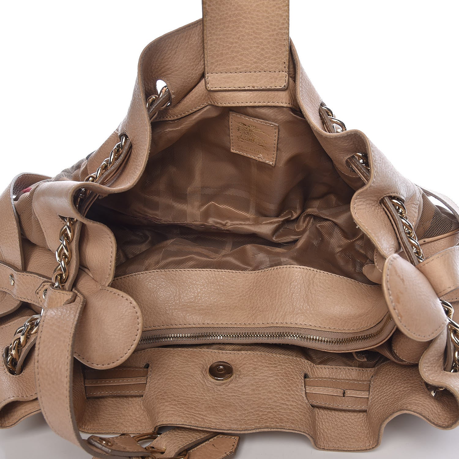Burberry Calfskin Quilted House Check Shoulder Bag Beige 5 of 15