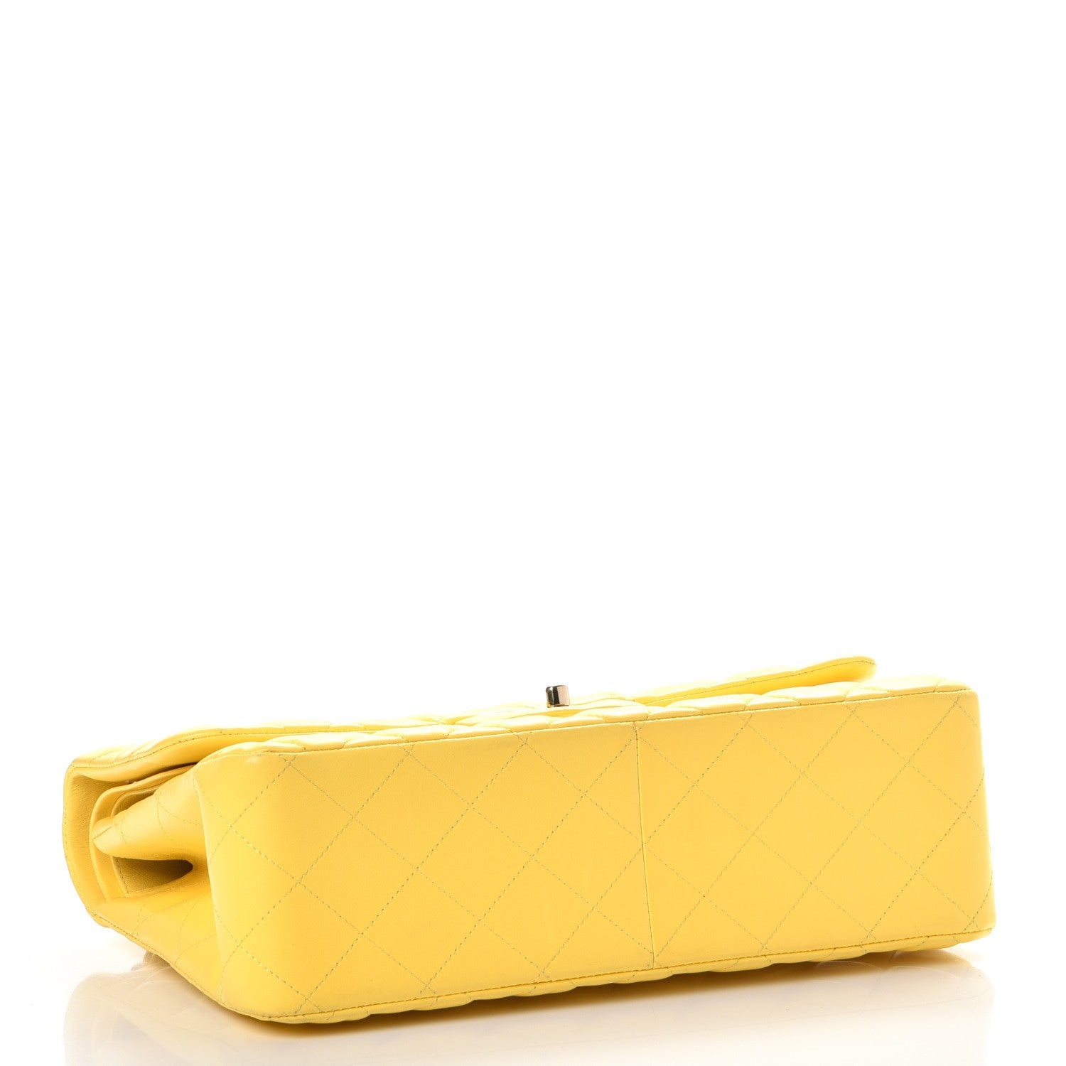 Chanel Lambskin Quilted Jumbo Double Flap Yellow 5 of 9