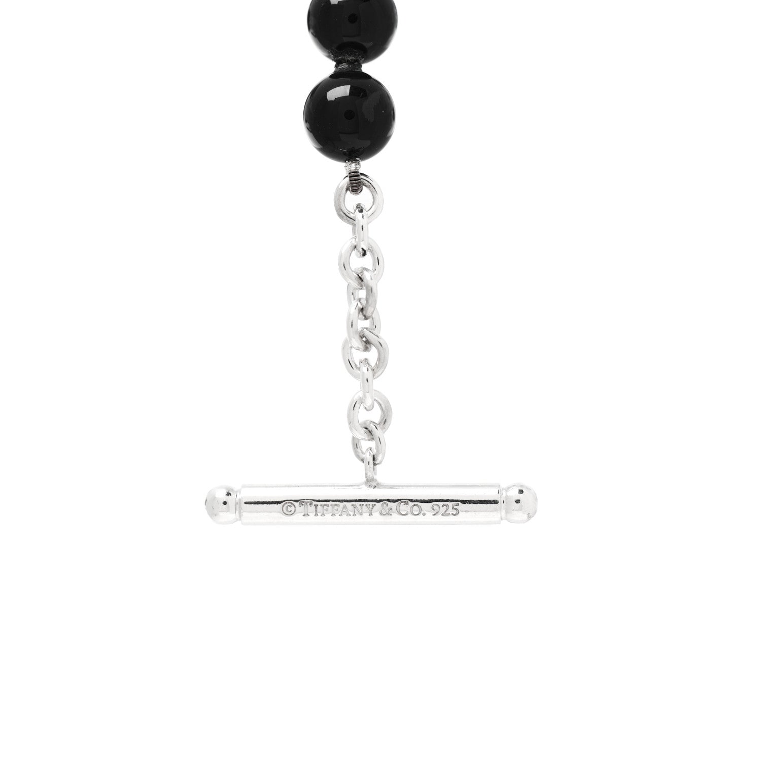 Tiffany Sterling Silver Black Onyx Bead Toggle Bracelet 3 of 3