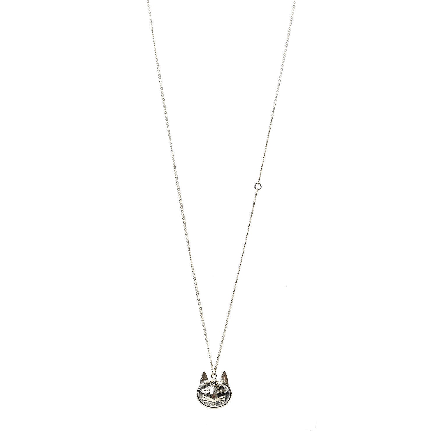Chanel Cat Pendant Chain Necklace Gold Dark Grey 1 of 5