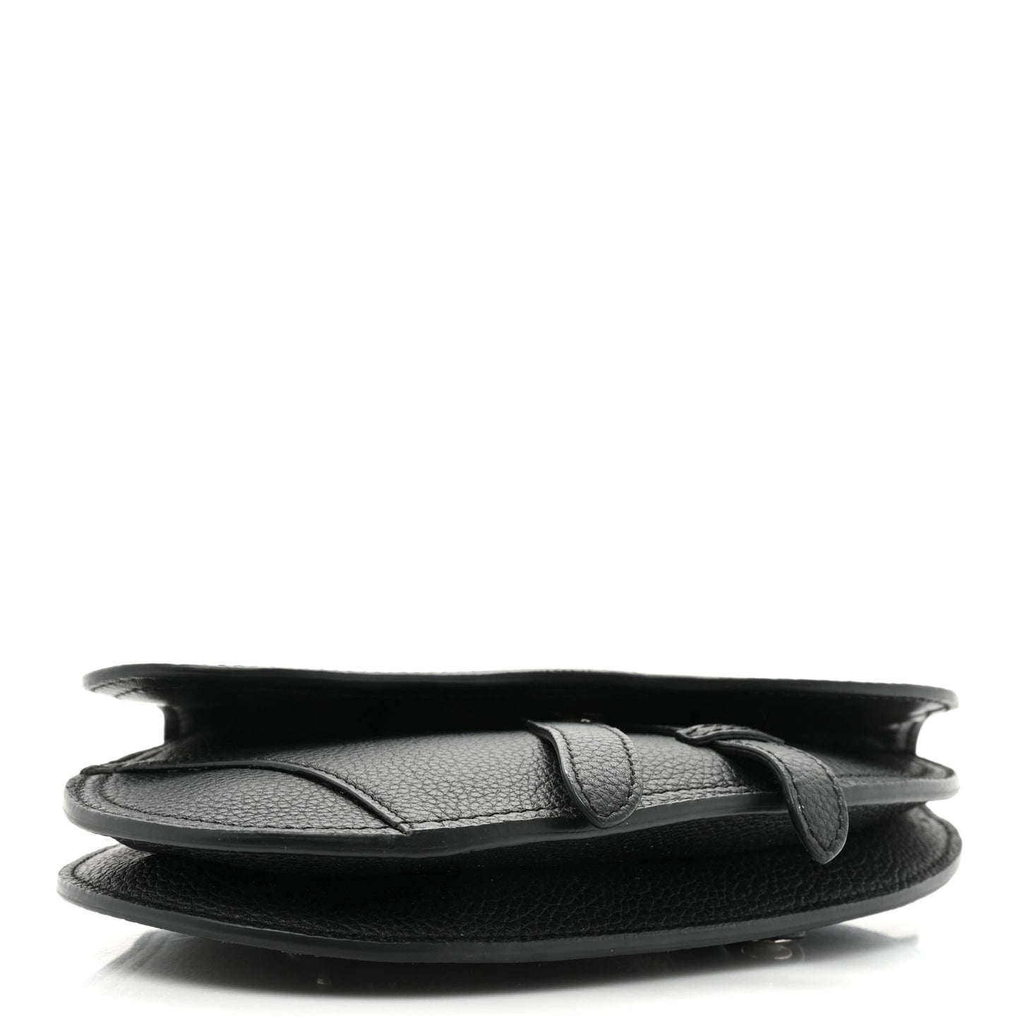 Grained Calfskin Saddle Pouch Belt Bag Black