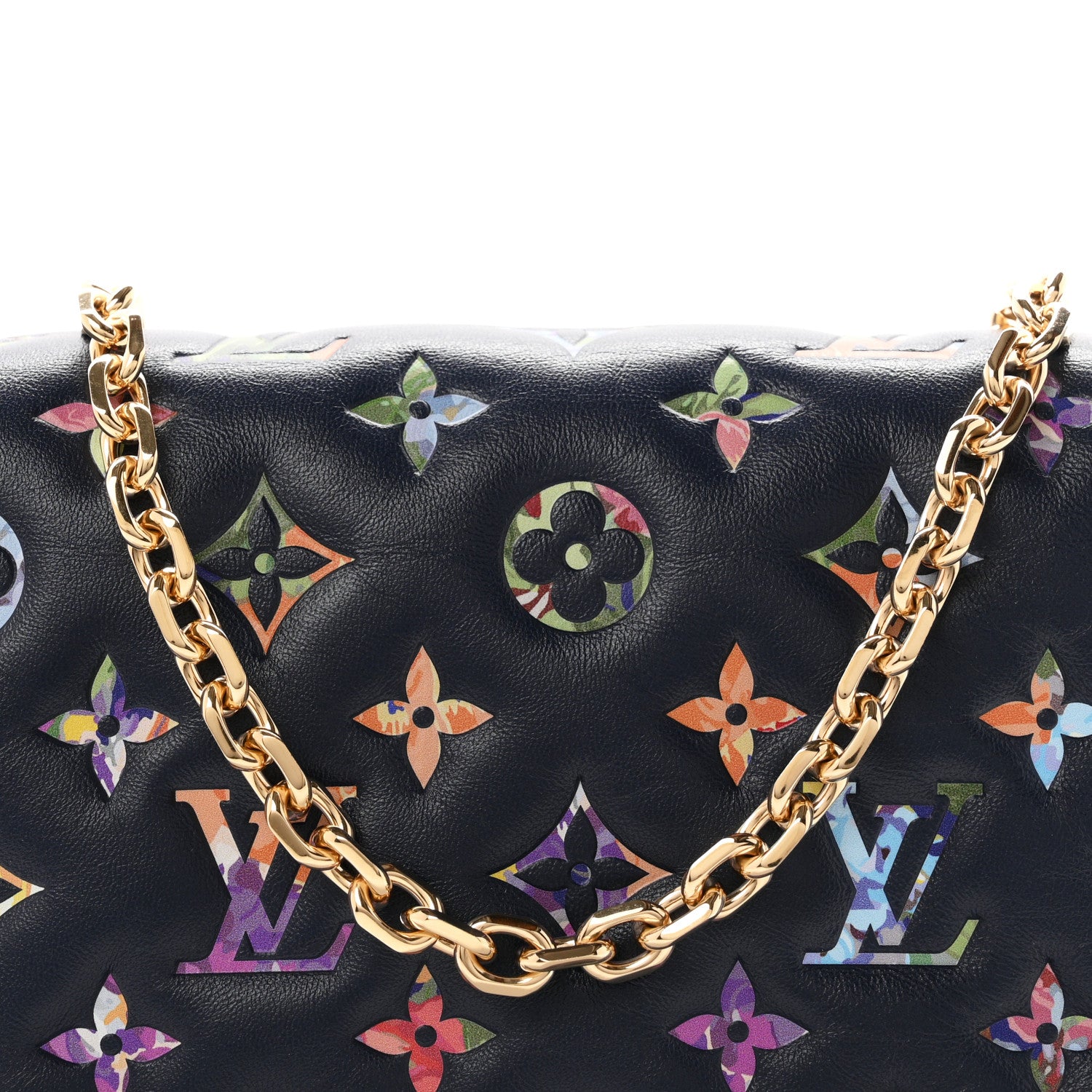 Louis Vuitton Lambskin Embossed Monogram LV Garden Pochette Coussin Navy 7 of 9