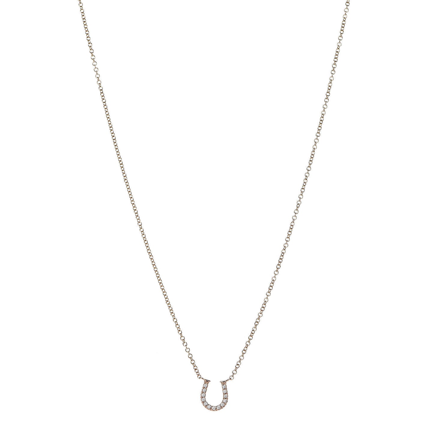 18K Rose Gold Diamond Mini Metro Horseshoe Pendant Necklace