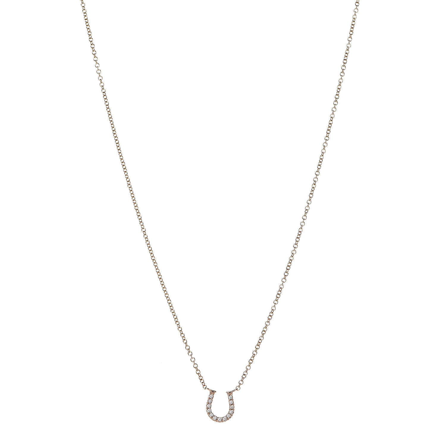 Tiffany 18K Rose Gold Diamond Mini Metro Horseshoe Pendant Necklace 1 of 7