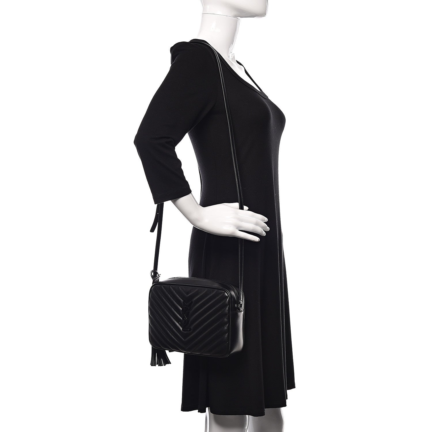 Saint Laurent Calfskin Matelasse Monogram Lou Camera Bag Black 2 of 10
