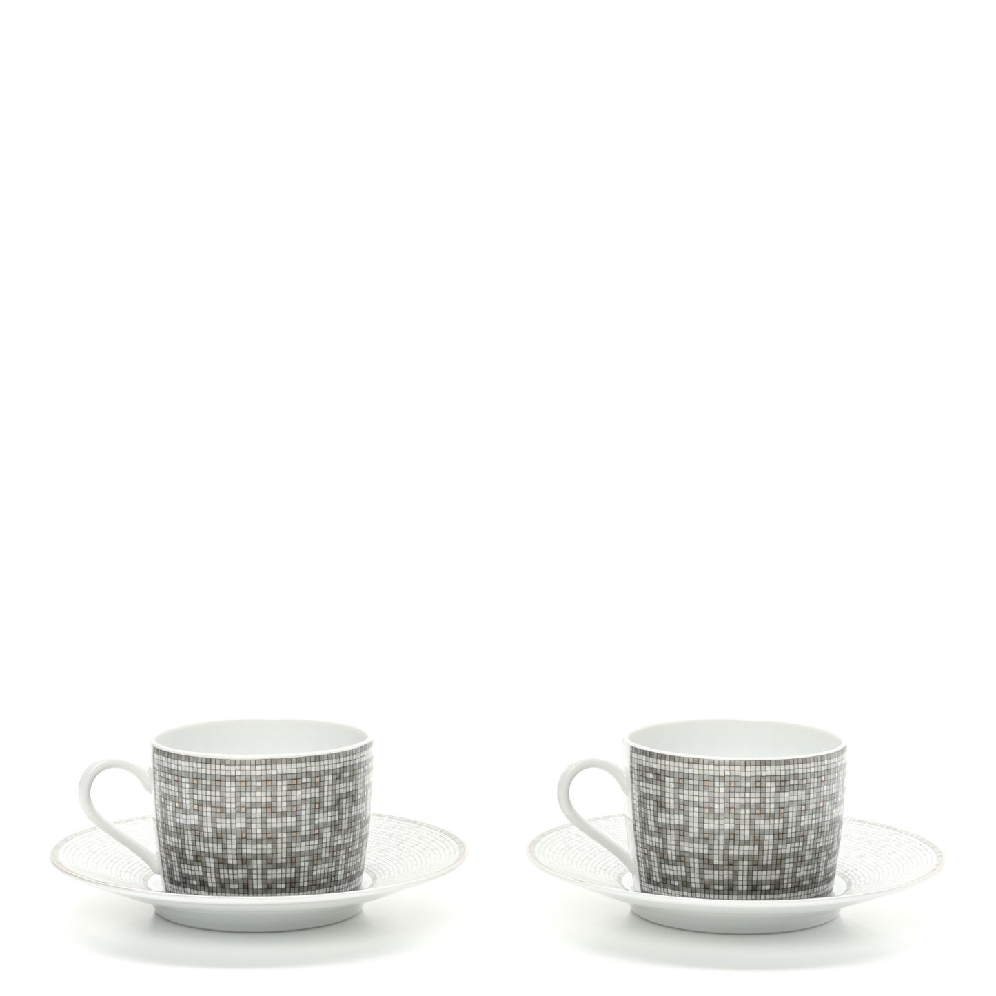 Porcelain Mosaique Au 24 Platine Tea Cup And Saucer Set Of 2 Platinum