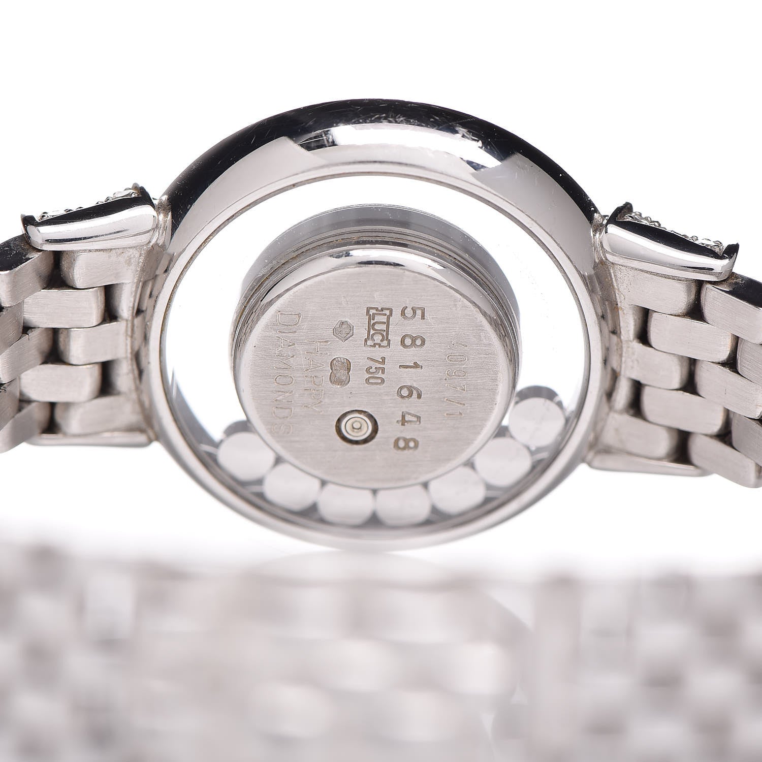 Chopard 18K White Gold Diamond Pave Bezel 24mm Happy Diamonds Icons Bow Tie Quartz Watch 5 of 6