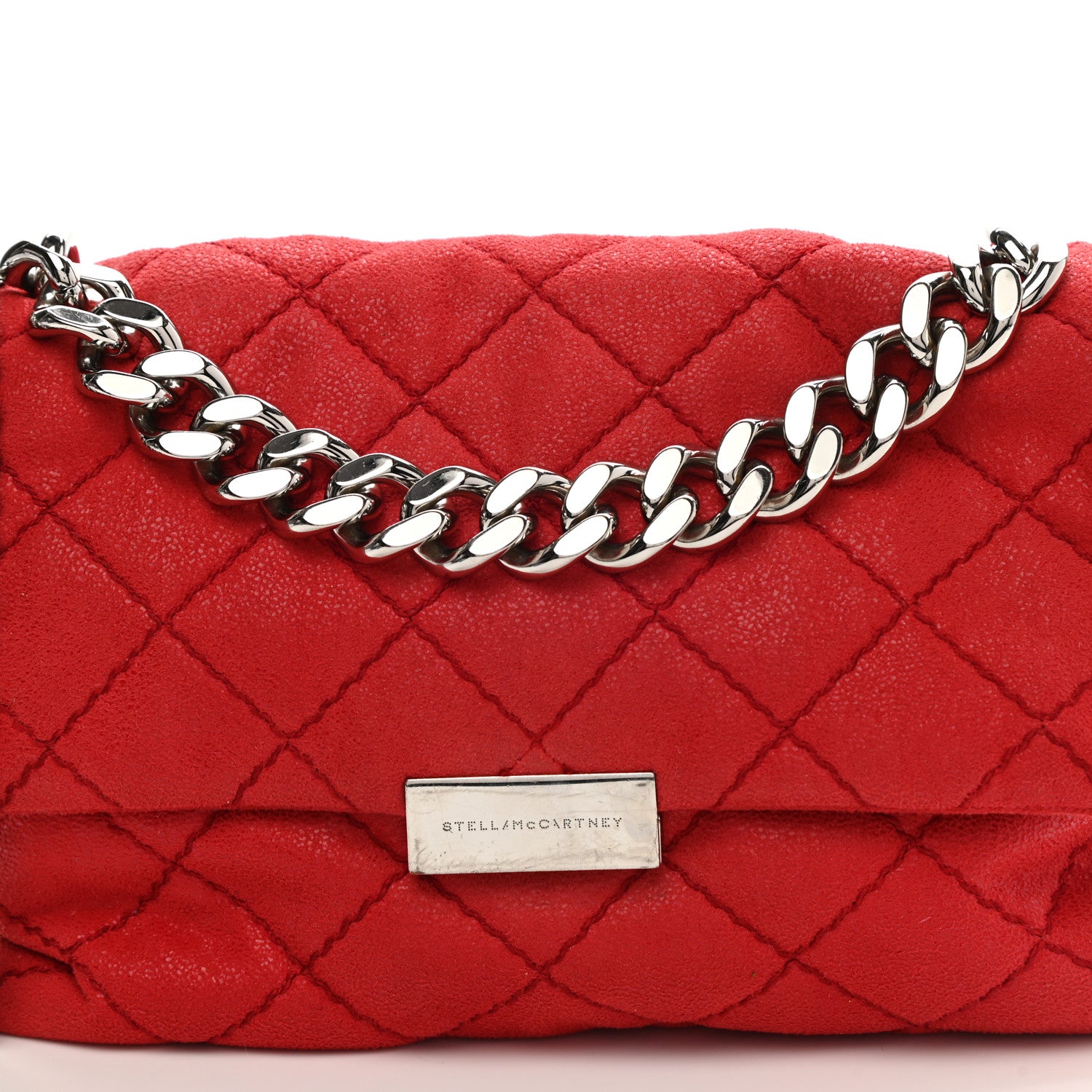 Stella McCartney Shaggy Deer Quilted Small Beckett Chain Shoulder Bag Red 6 of 9