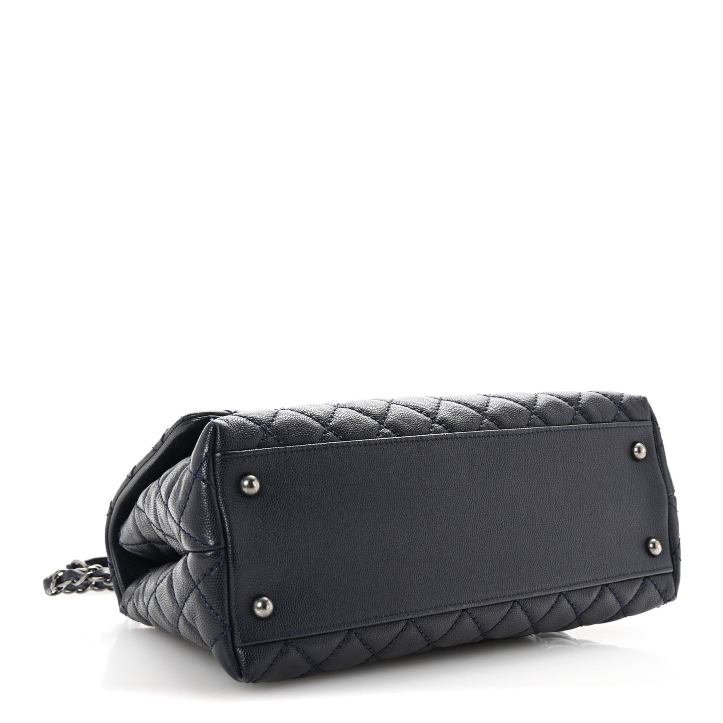 Caviar Lizard Embossed Quilted Small Coco Handle Flap Navy Blue