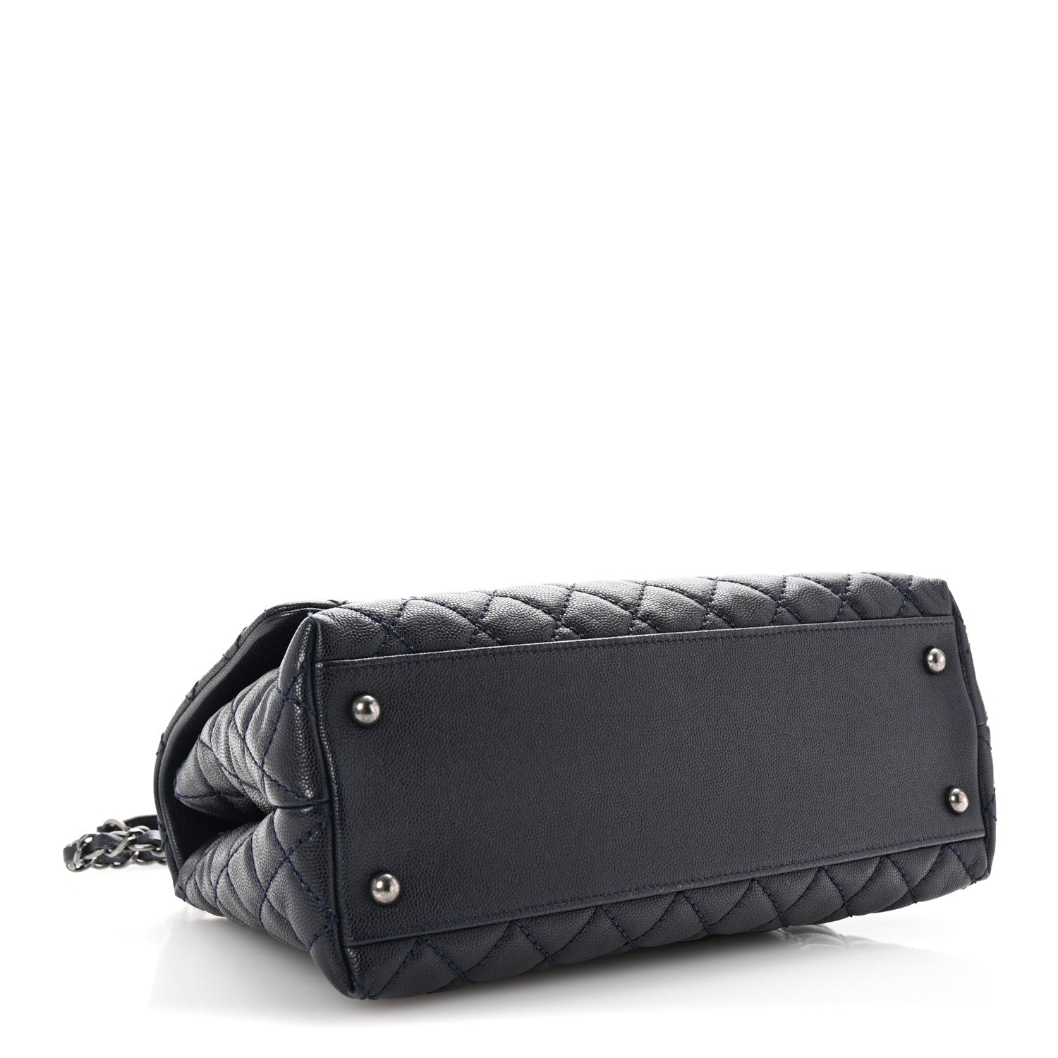 Chanel Caviar Lizard Embossed Quilted Small Coco Handle Flap Navy Blue 4 of 10