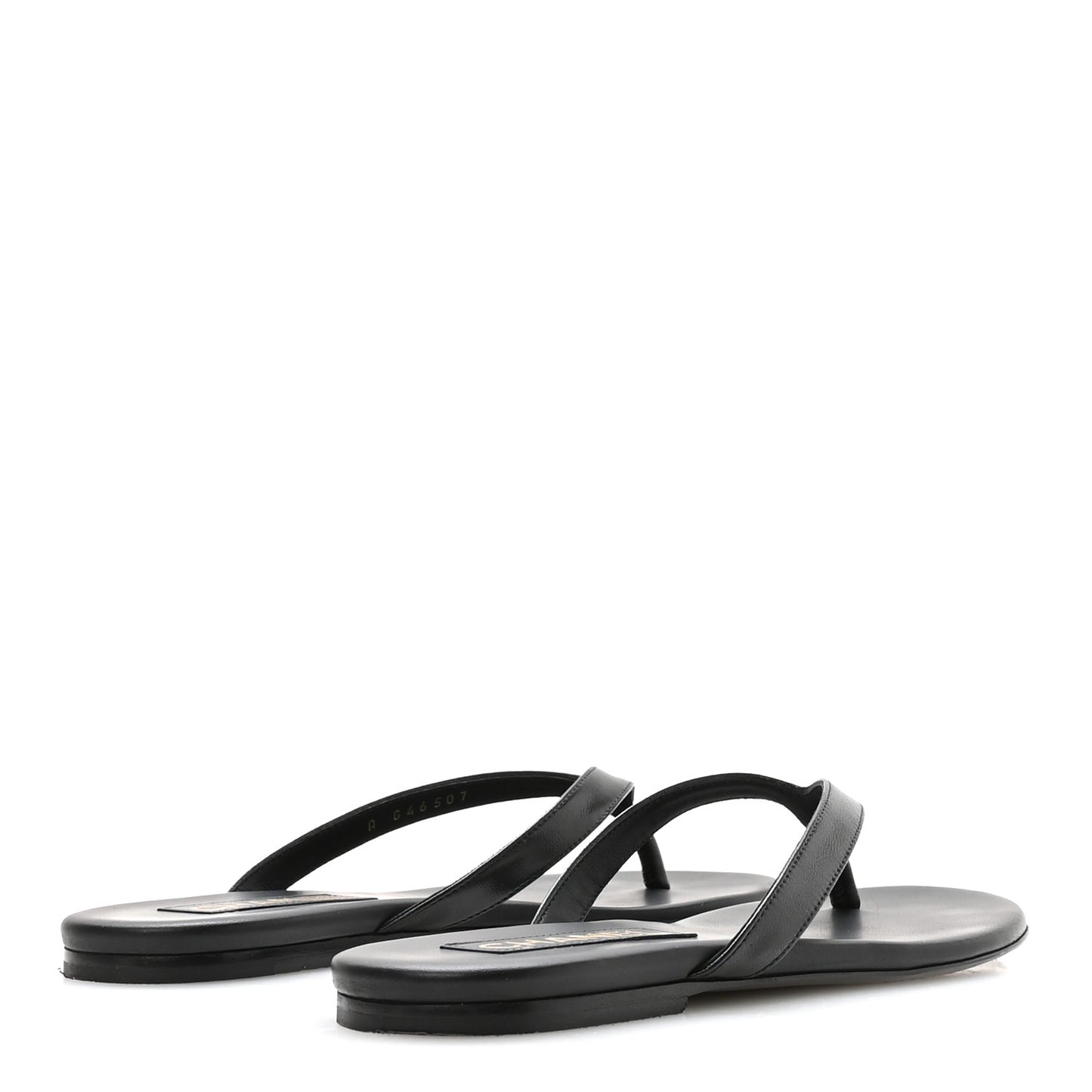 Shiny Lambskin Crystal CC Thong Sandals 37.5 Black