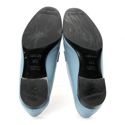 Hermes Goatskin Paris Loafers 38.5 Bleu Dorset 6 of 10